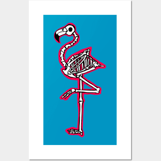 Flamingo Skeleton Graphic Illustration Posters and Art